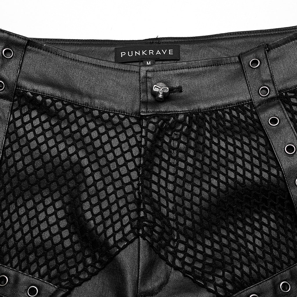 WK-633XCM Gothic Moto Punk Pants with Rivets and Mesh Accents - Image 16