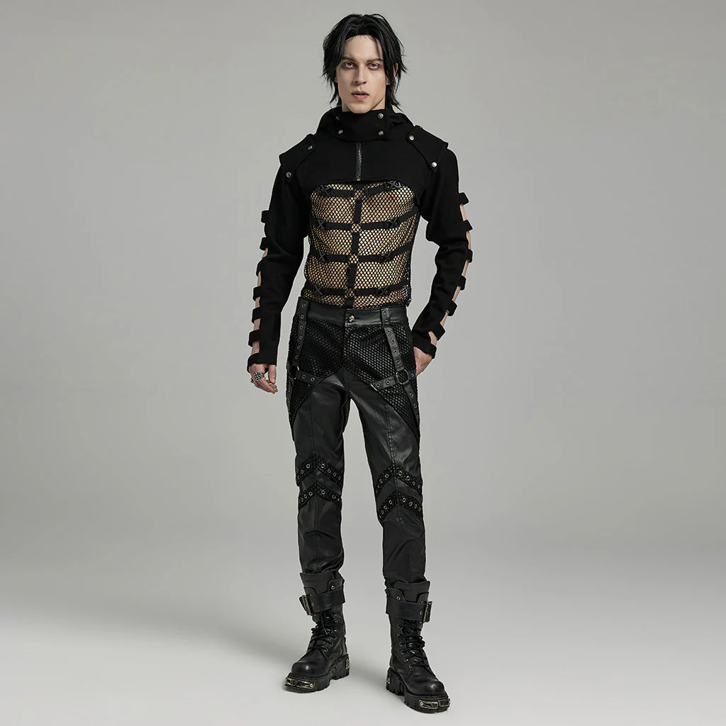 WK-633XCM Gothic Moto Punk Pants with Rivets and Mesh Accents - Image 24