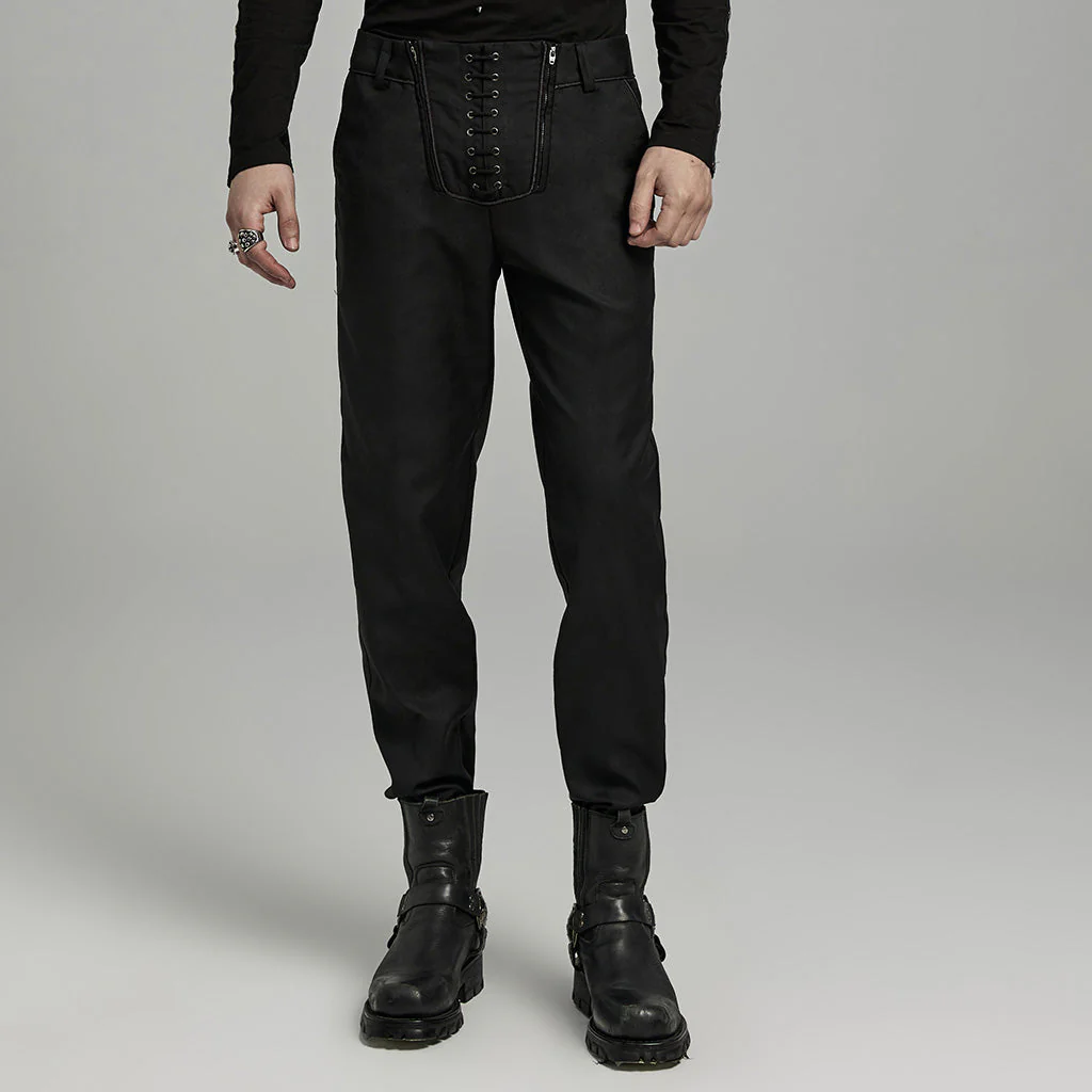 WK-644XCM Gothic black Slim-Fit Pants with Bold Red Stitching Accents - Image 13