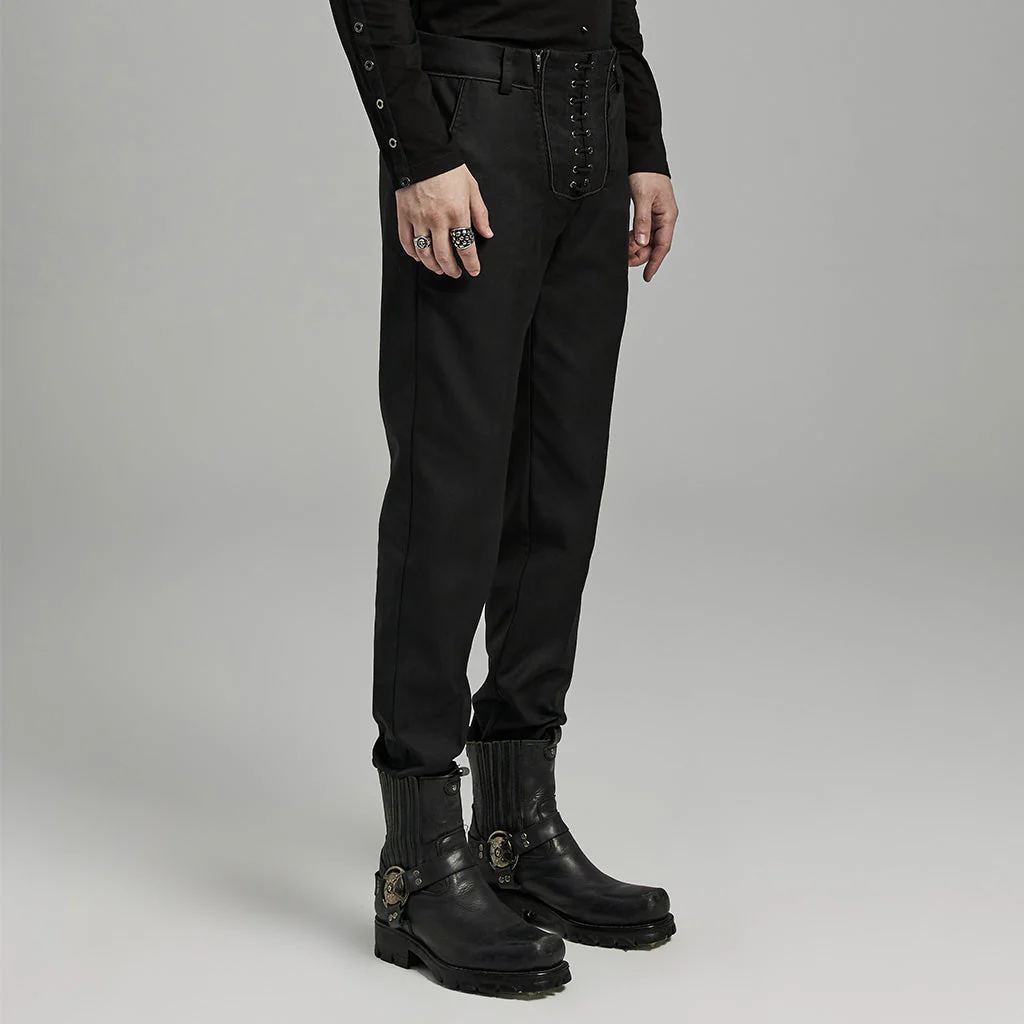 WK-644XCM Gothic black Slim-Fit Pants with Bold Red Stitching Accents - Image 14