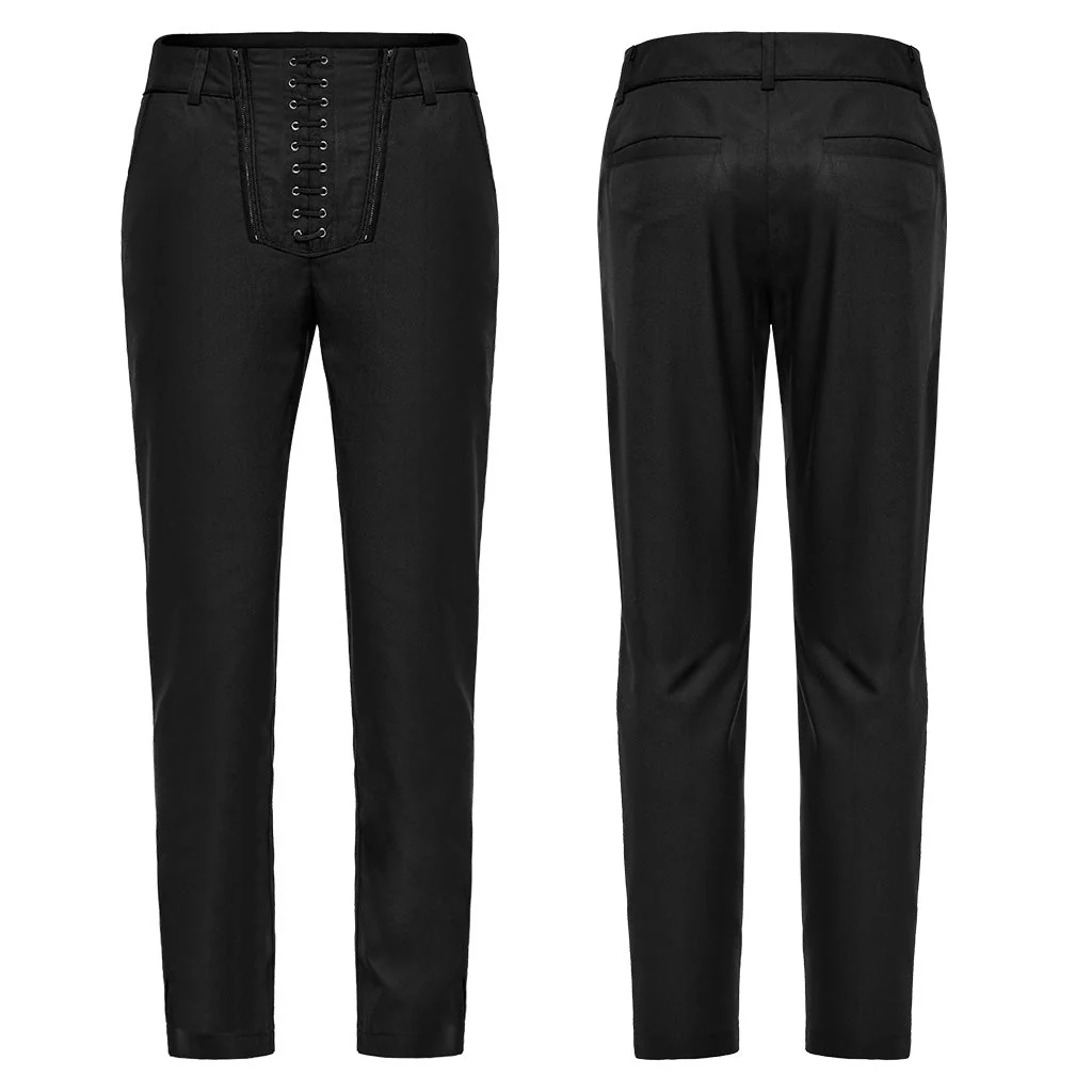 WK-644XCM Gothic black Slim-Fit Pants with Bold Red Stitching Accents - Image 17
