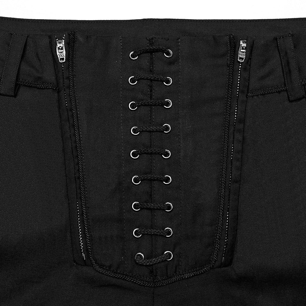 WK-644XCM Gothic black Slim-Fit Pants with Bold Red Stitching Accents - Image 37