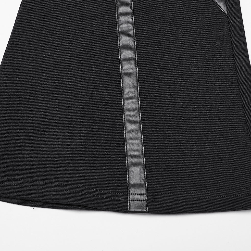 WK-650XCF Edgy Flare Punk Pants with Rivet Detailing and Leather Accents - Image 19
