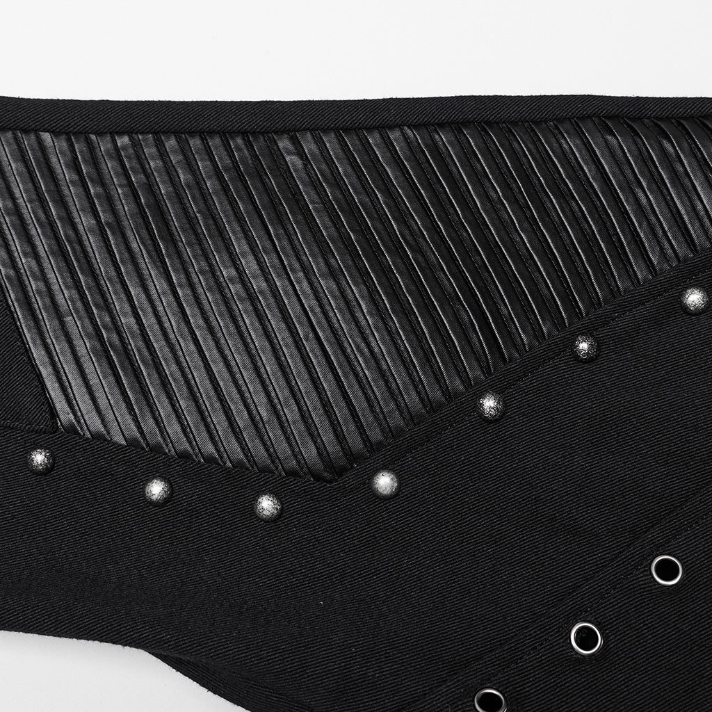 WK-650XCF Edgy Flare Punk Pants with Rivet Detailing and Leather Accents - Image 7