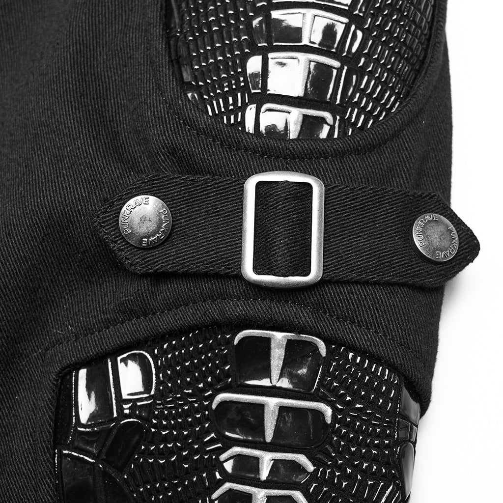 WK-654XCF Slim-Fit black Elastic Punk Pants with Buckle Details - Image 23