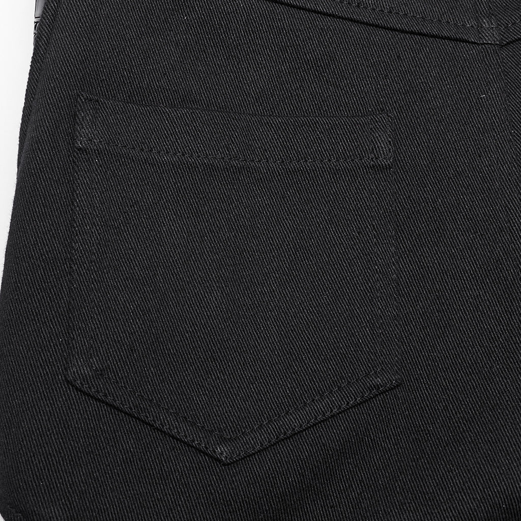 WK-654XCF Slim-Fit black Elastic Punk Pants with Buckle Details - Image 25