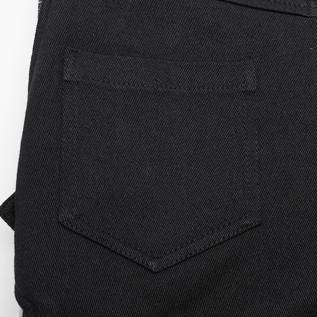 WK-654XCF Slim-Fit black Elastic Punk Pants with Buckle Details - Image 34