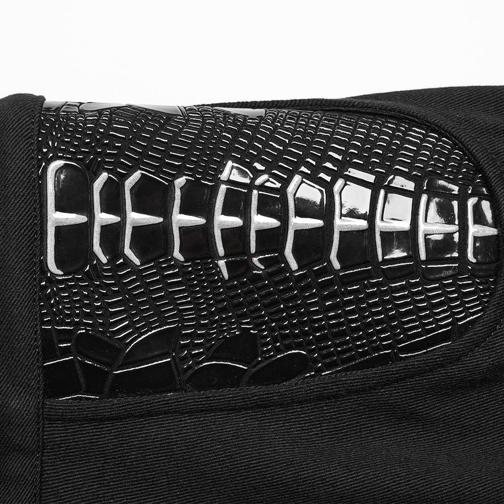 WK-654XCF Slim-Fit black Elastic Punk Pants with Buckle Details - Image 8