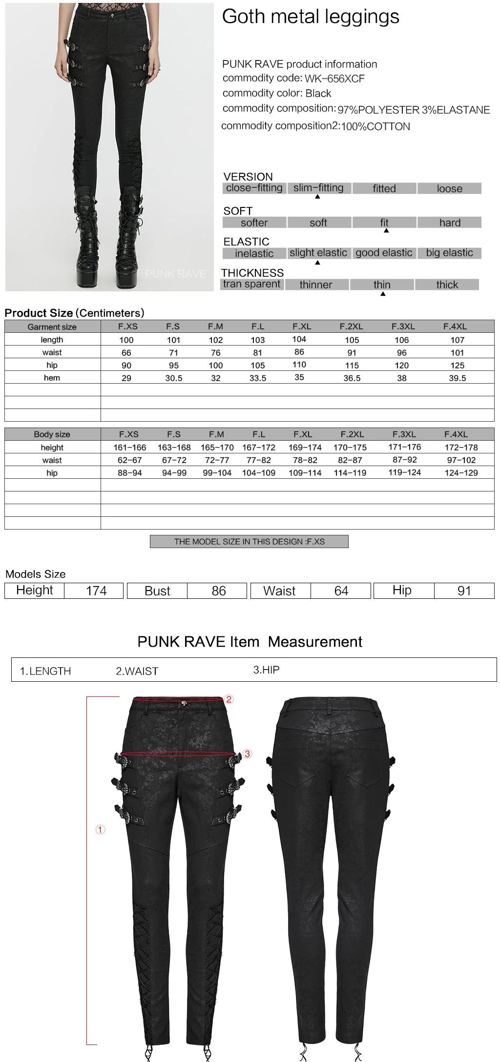 WK-656XCF Edgy Buckle Strap Gothic Punk Pants High Waist Design - Image 12