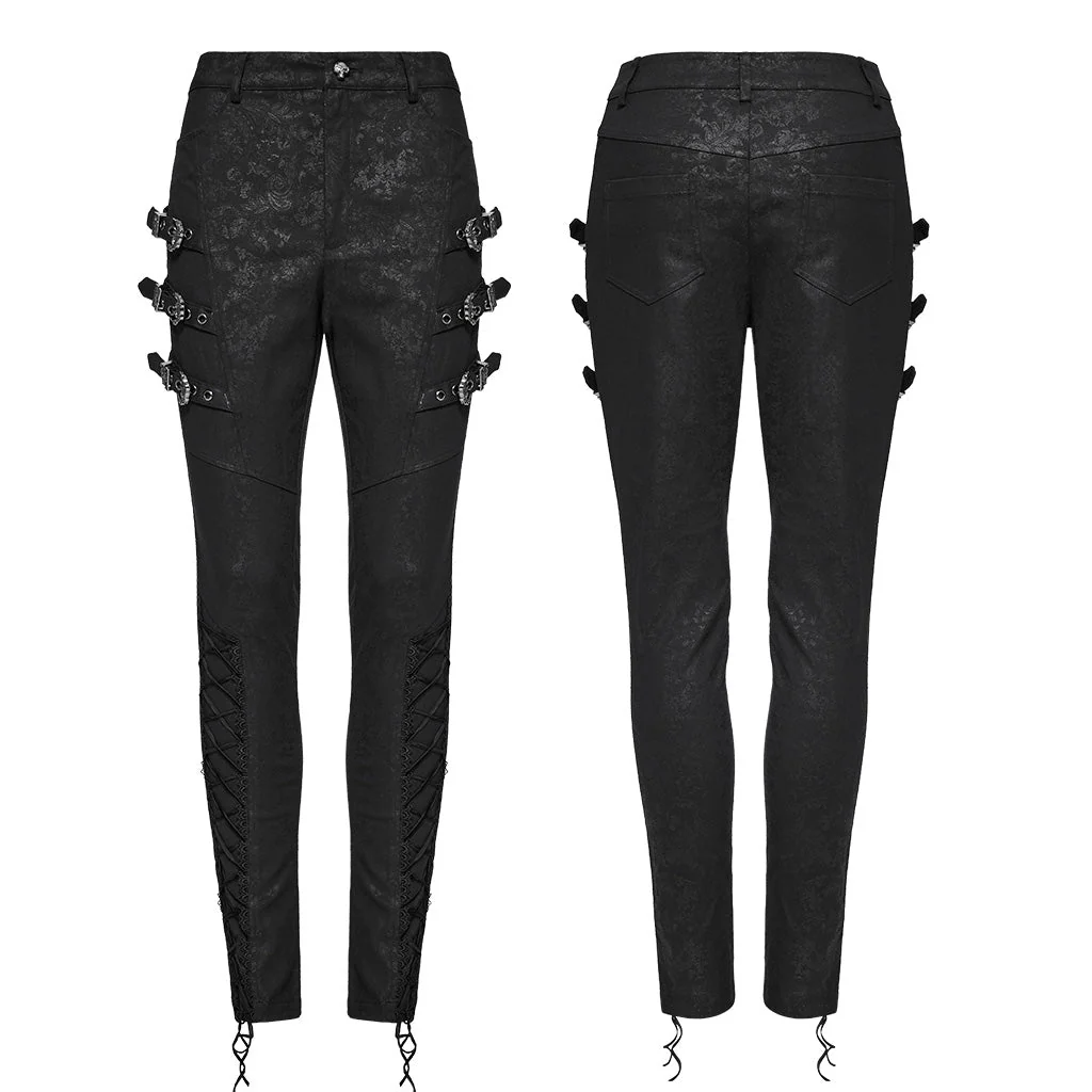 WK-656XCF Edgy Buckle Strap Gothic Punk Pants High Waist Design - Image 16