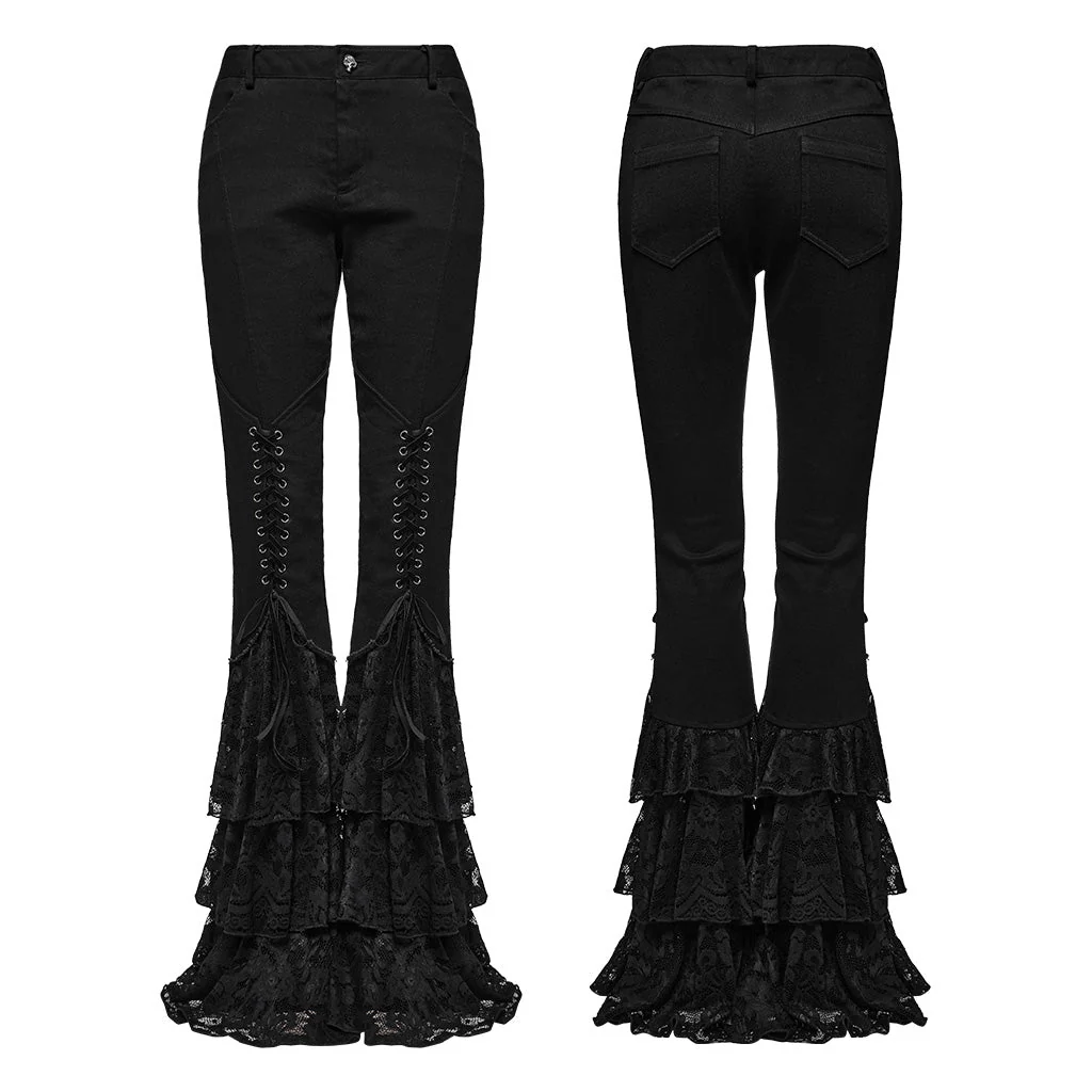 WK-657NCF Vintage Lace Gothic Flare Pants With Corset Detail - Image 6