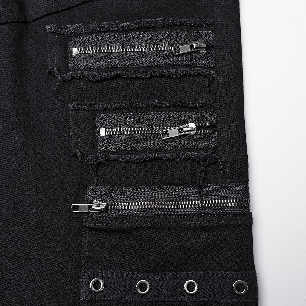 WK-658NCF Gothic Punk Pants Cross Patch Straight black Aesthetic Design - Image 7