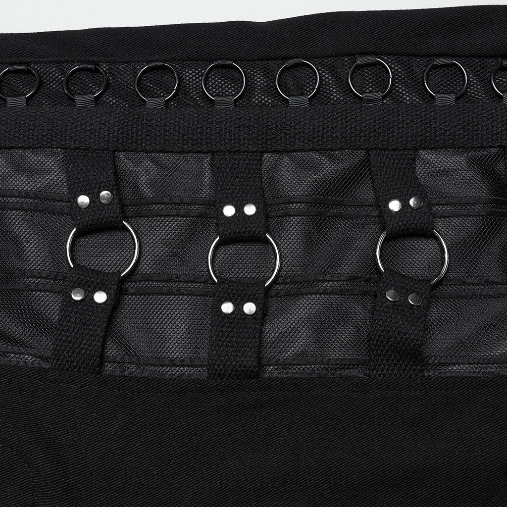 WK-660XCM Mens Gothic Black Strap Buckle Wide Leg Punk Pants - Image 7