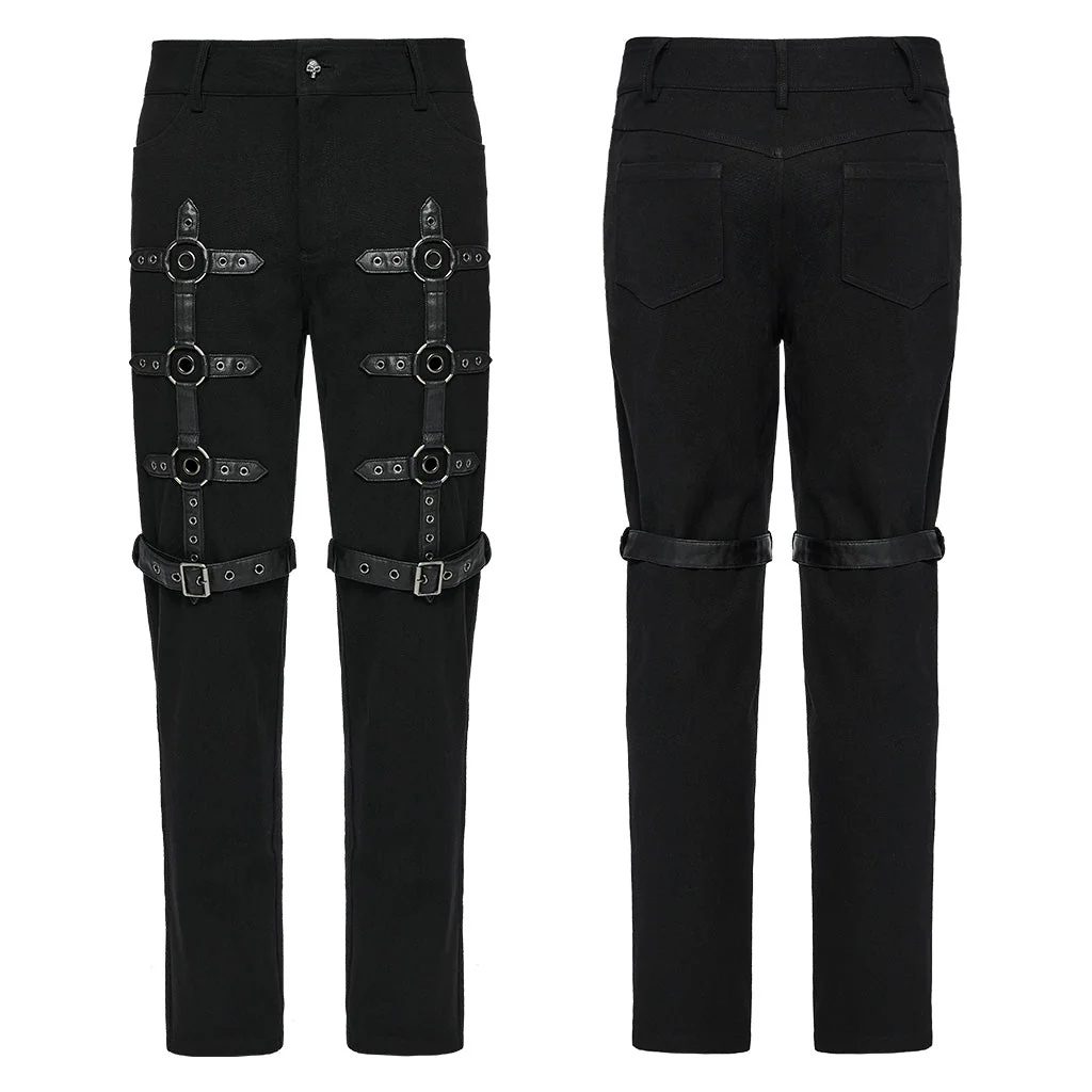 WK-664XCM Gothic Buckle Strap Punk Pants for Edgy Style - Image 24