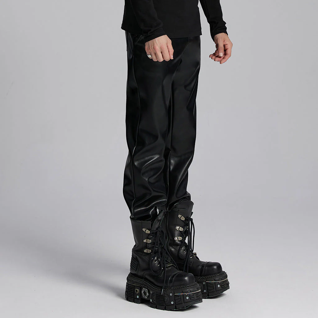 WK-667PCM Edgy Vegan Leather Punk Pants with High Waist Design - Image 22