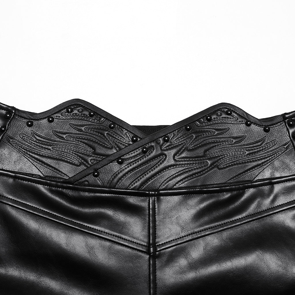 WK-667PCM Edgy Vegan Leather Punk Pants with High Waist Design - Image 7