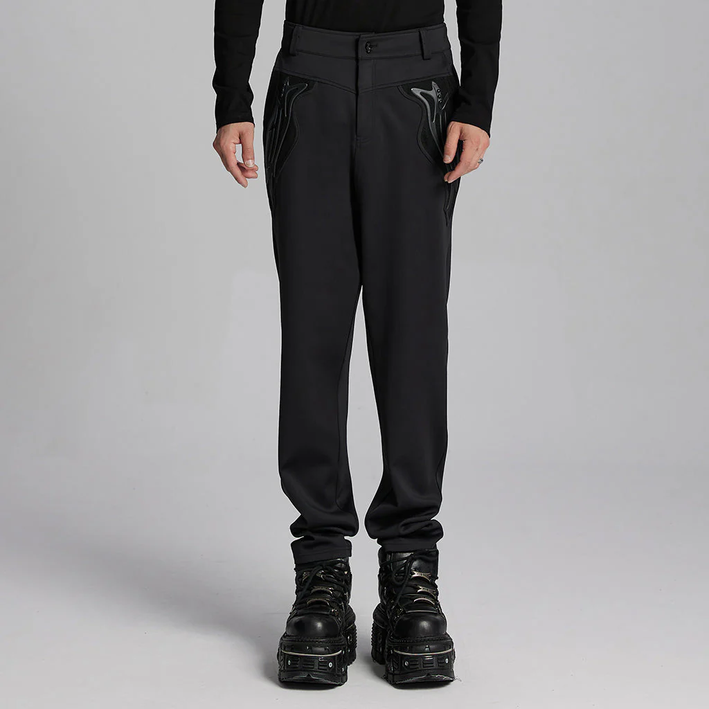 WK-668XCM Mens Punk Pants Gothic Style Black Trousers with Unique Embroidery - Image 20