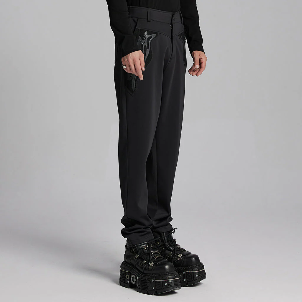 WK-668XCM Mens Punk Pants Gothic Style Black Trousers with Unique Embroidery - Image 22