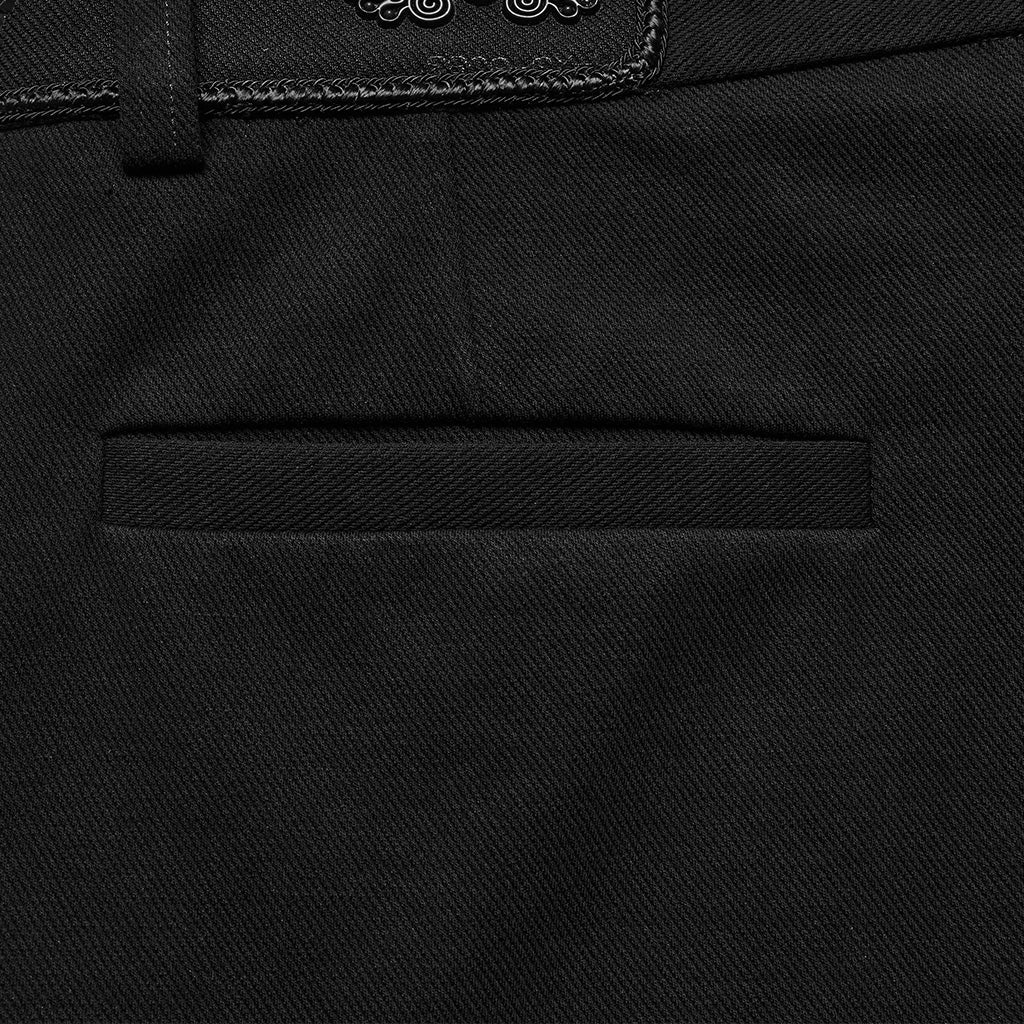 WK-669XCM Gothic Pants Black Slim Fit Classic Buttoned Design Mens Trousers - Image 18