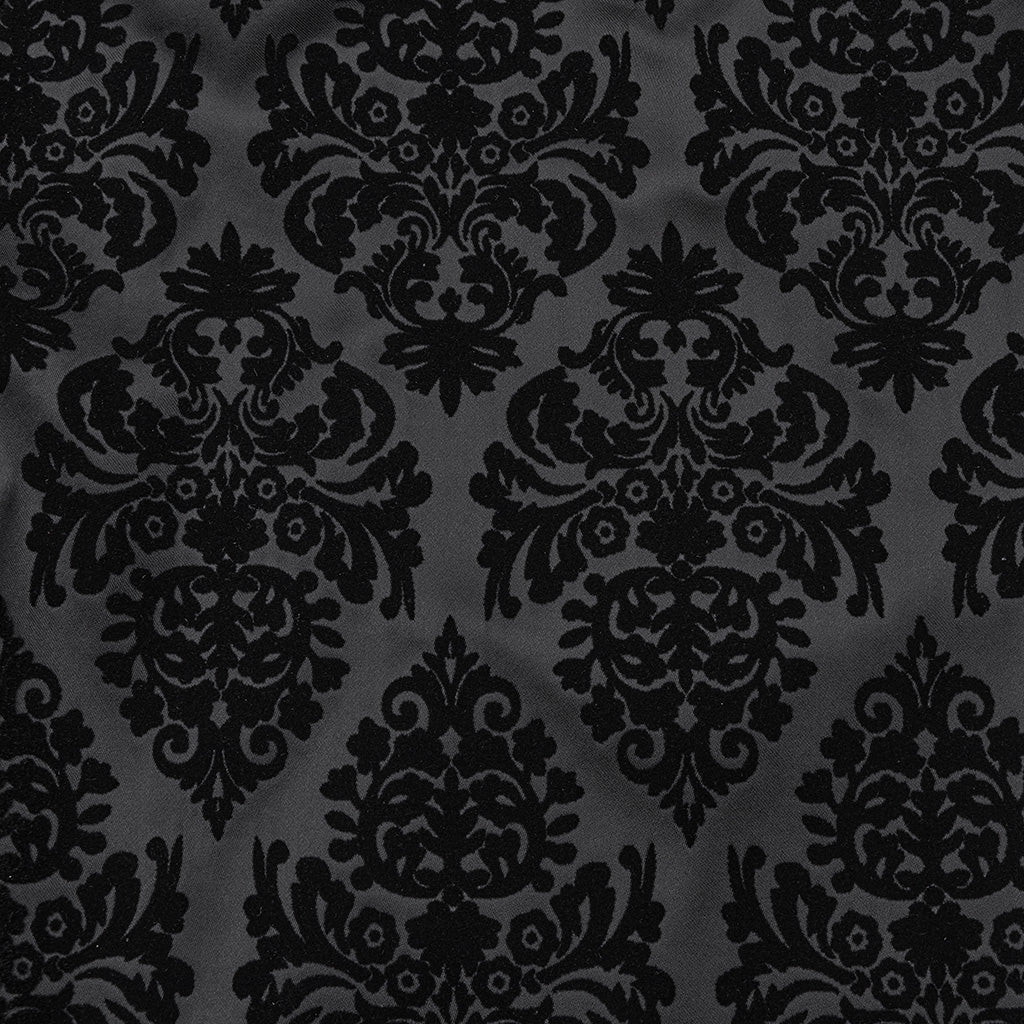 WK-673XCM Gothic Pants Velvet Damask Print Retro Embellished Trim Design - Image 10