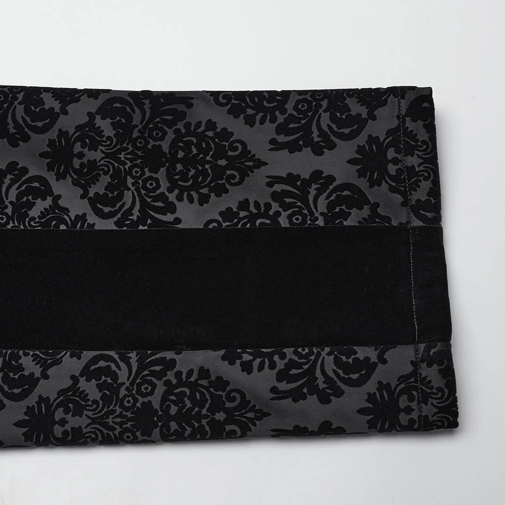 WK-673XCM Gothic Pants Velvet Damask Print Retro Embellished Trim Design - Image 18