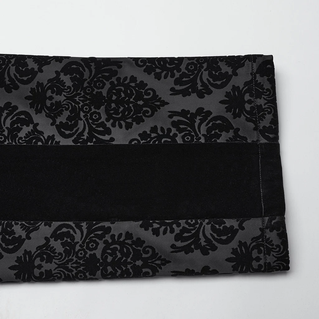 WK-673XCM Gothic Pants Velvet Damask Print Retro Embellished Trim Design - Image 9