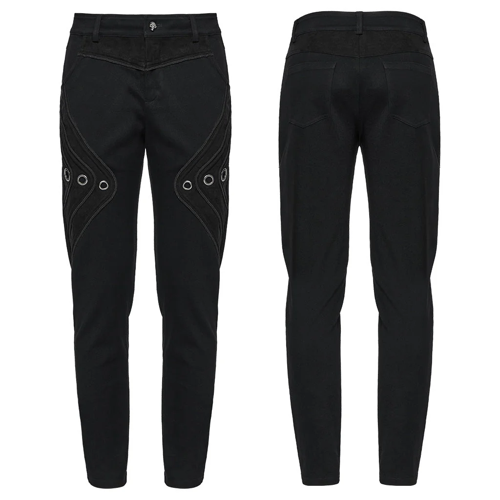 WK-674XCM Steampunk Goth Eyelet Accent Slim-Fit Punk Pants - Image 25