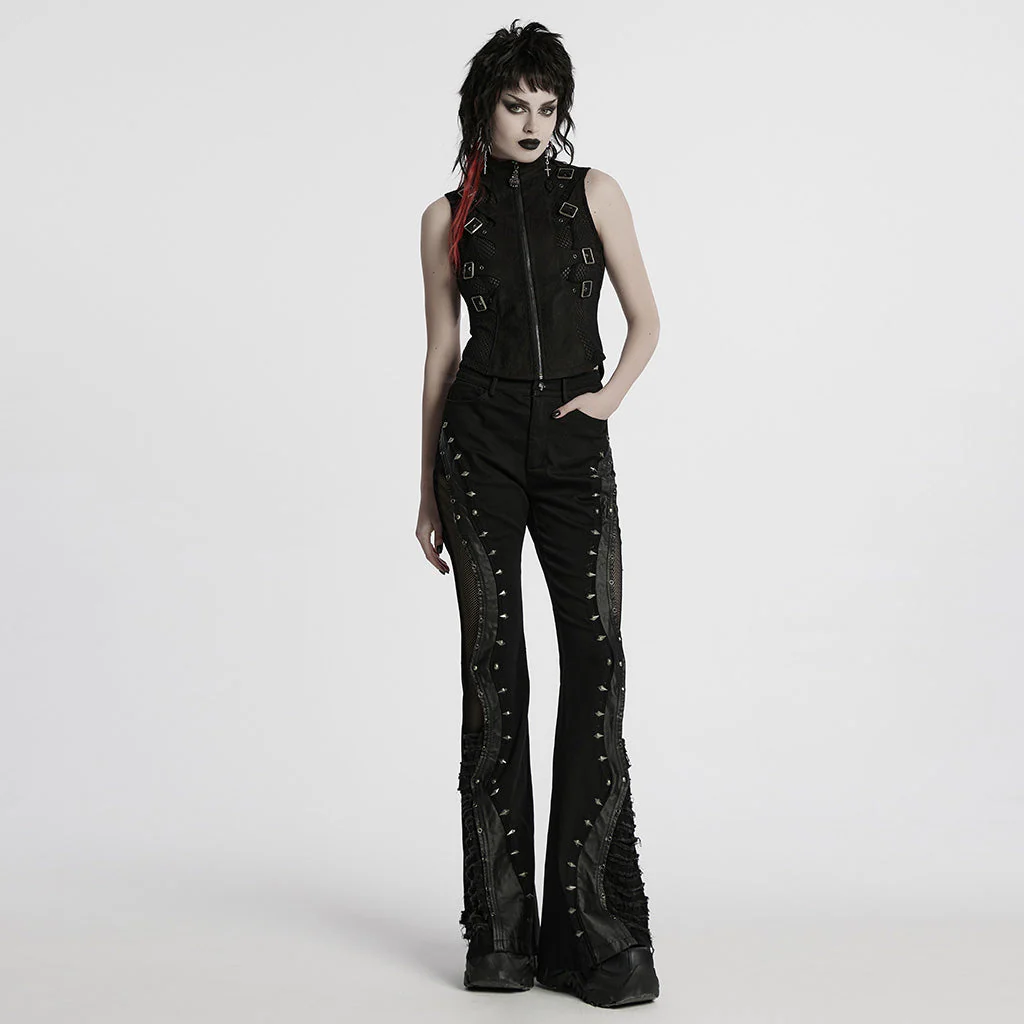 WK-678NCF Edgy Spike Studded Gothic Punk Pants Statement Style - Image 15