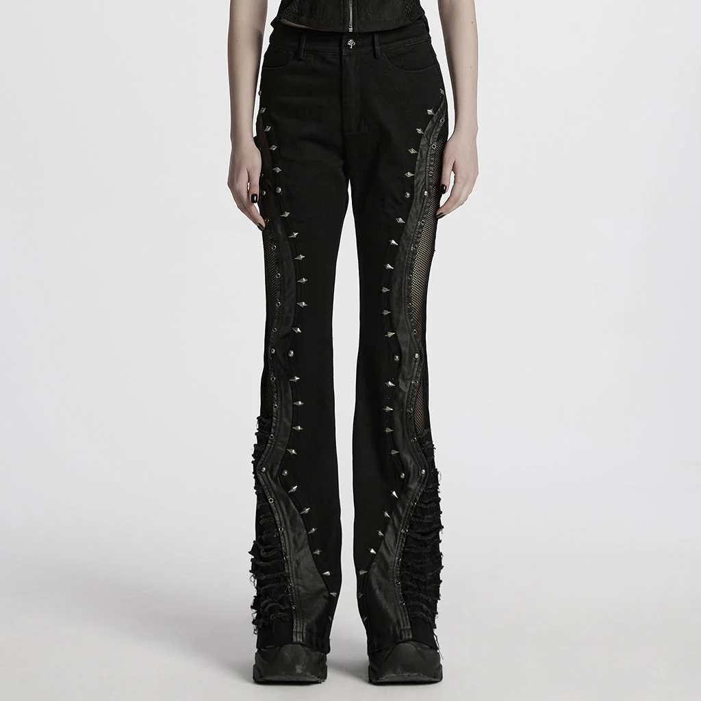 WK-678NCF Edgy Spike Studded Gothic Punk Pants Statement Style - Image 21