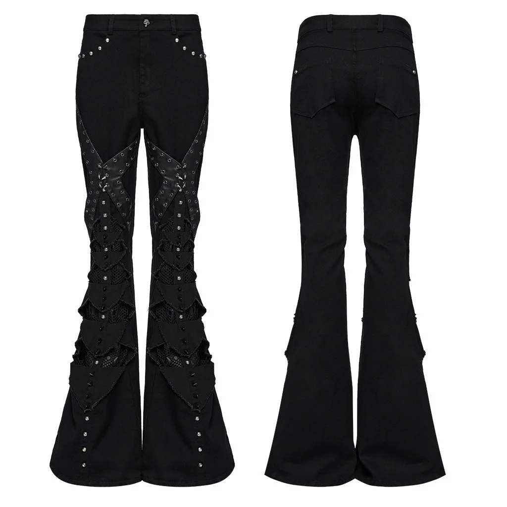 WK-679DQF Edgy Studded Flare Gothic Punk Pants with Lace Details - Image 26