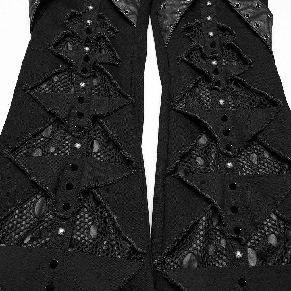 WK-679DQF Edgy Studded Flare Gothic Punk Pants with Lace Details - Image 28