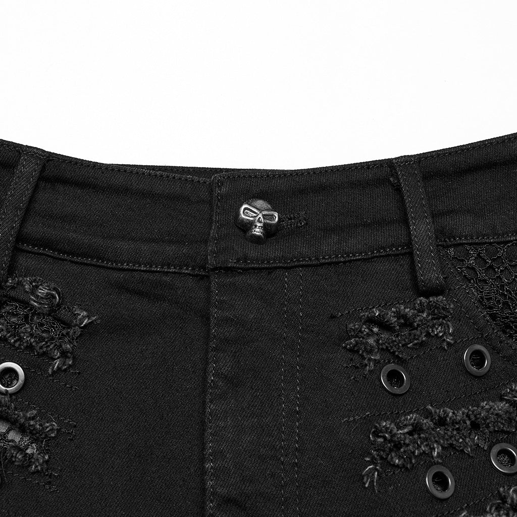 WK-692XDF Edgy Black Punk Pants with Grommet Lace-Up Detailing - Image 18