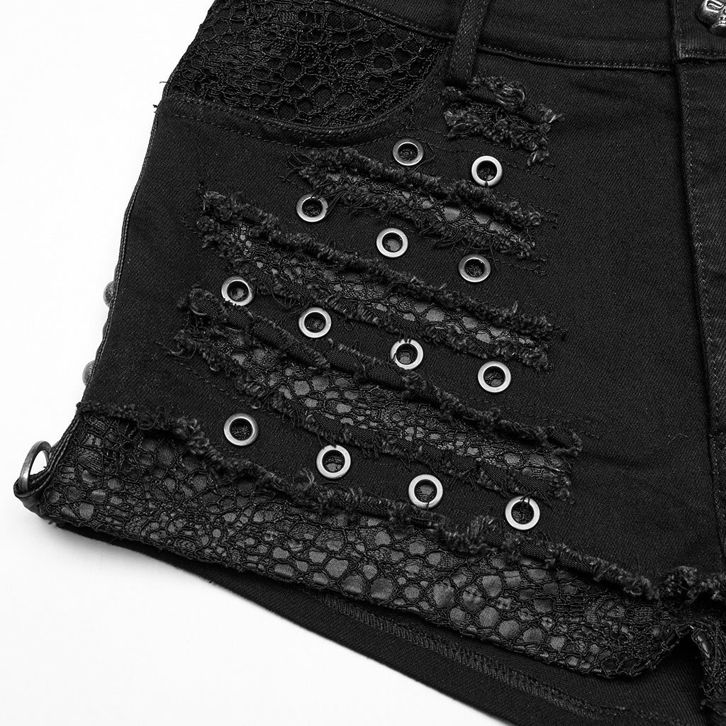 WK-692XDF Edgy Black Punk Pants with Grommet Lace-Up Detailing - Image 8