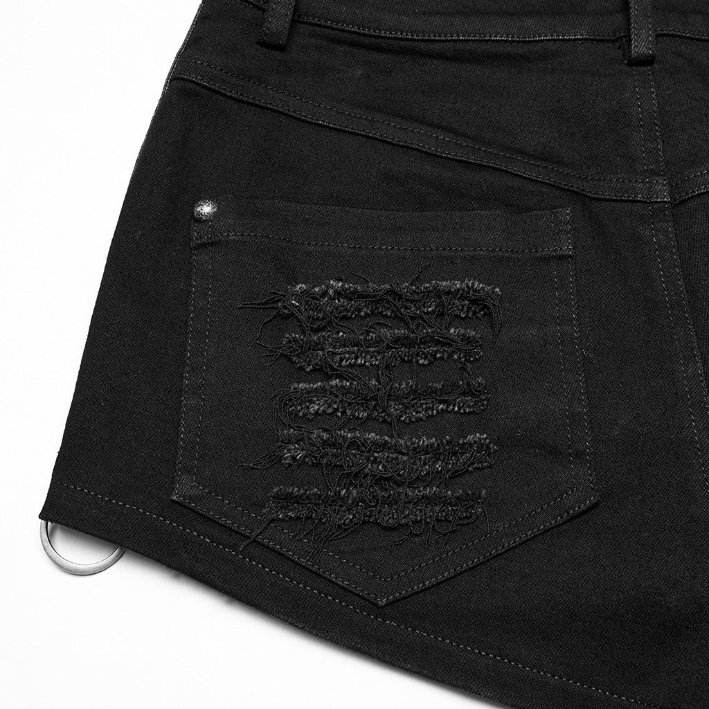 WK-692XDF Edgy Black Punk Pants with Grommet Lace-Up Detailing - Image 9