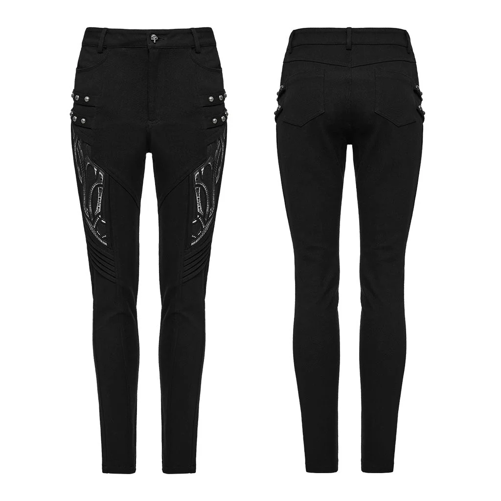WK-693NCF Edgy Punk Pants Studded High Waist Skinny Design - Image 26