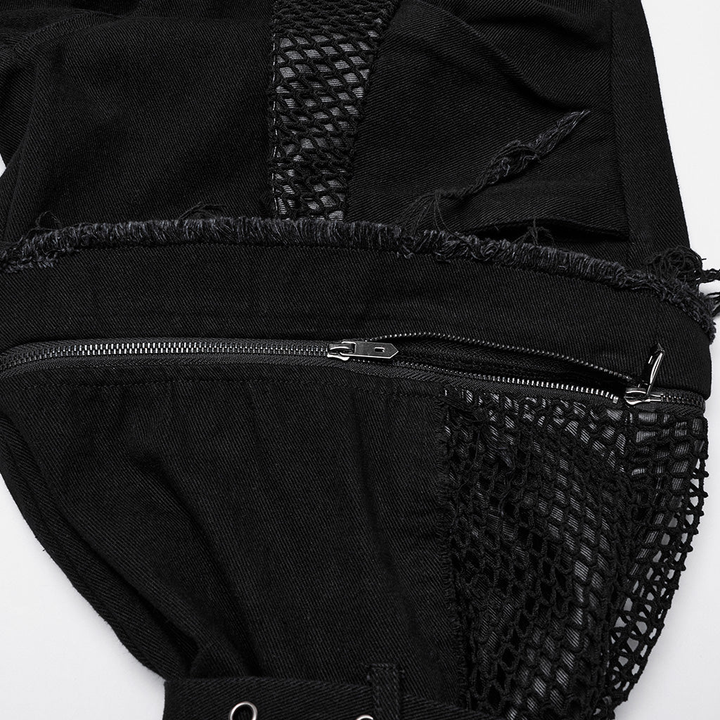 WK-694NCF Edgy Punk Pants with Buckles and Mesh Details - Image 17