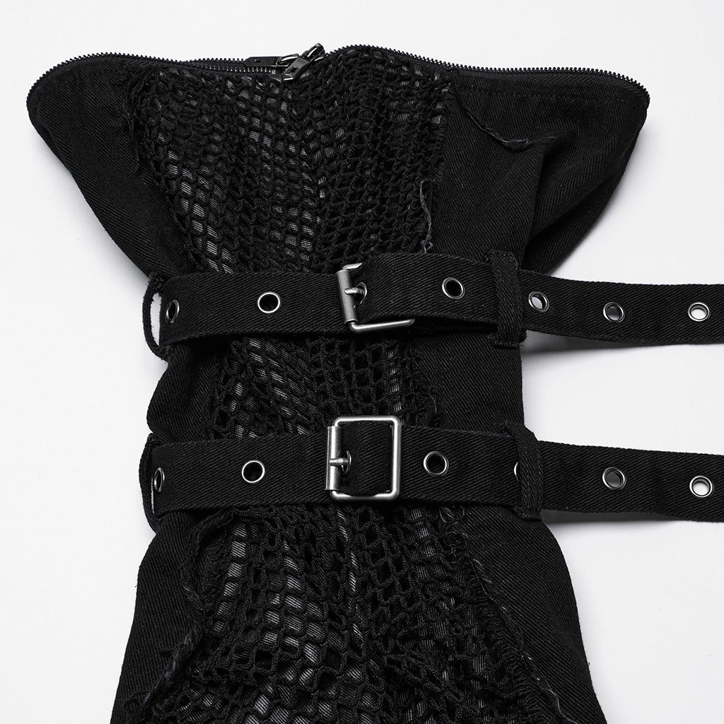 WK-694NCF Edgy Punk Pants with Buckles and Mesh Details - Image 18