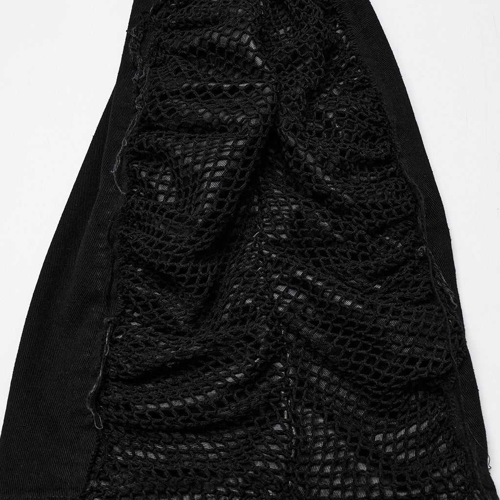 WK-694NCF Edgy Punk Pants with Buckles and Mesh Details - Image 19