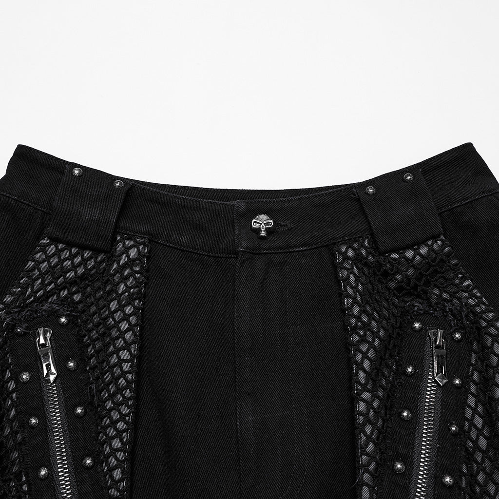 WK-694NCF Edgy Punk Pants with Buckles and Mesh Details - Image 25
