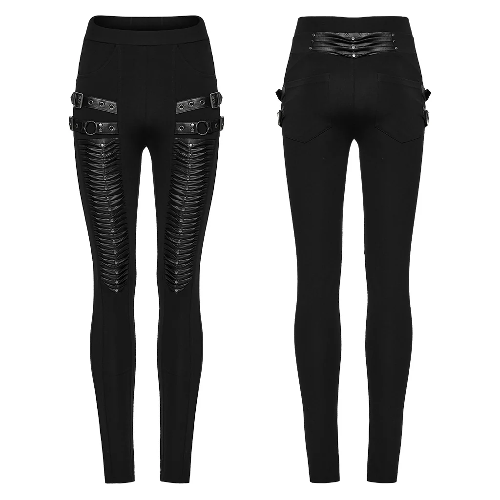 WK-695DDF Gothic Punk Pants with Zipper and Buckle Details - Image 6