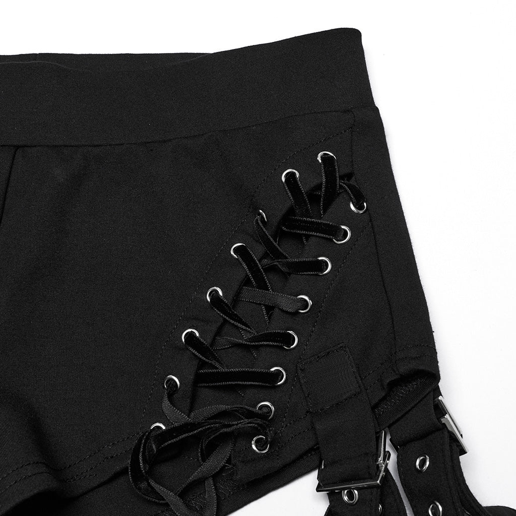 WK-702DDF Gothic Lace-Up High Waist Cutout Punk Pants - Image 15