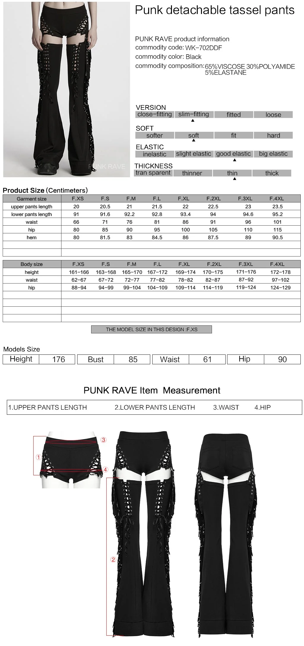 WK-702DDF Gothic Lace-Up High Waist Cutout Punk Pants - Image 20