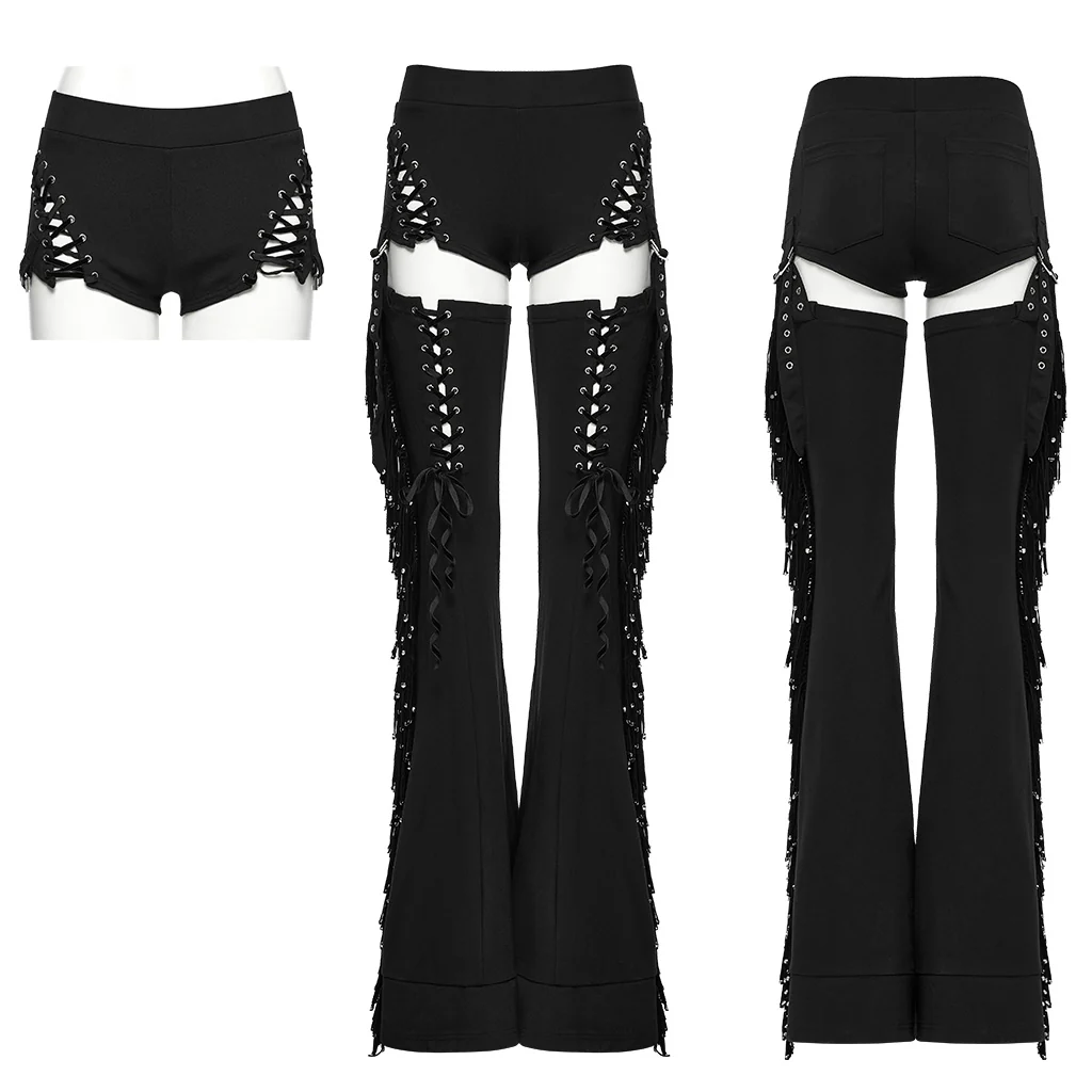 WK-702DDF Gothic Lace-Up High Waist Cutout Punk Pants - Image 6