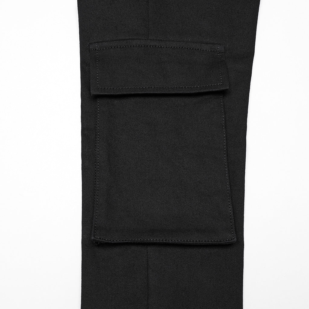 WK-703NCF Gothic Lace-Up Punk Pants with Ribbed Panel Accents - Image 30