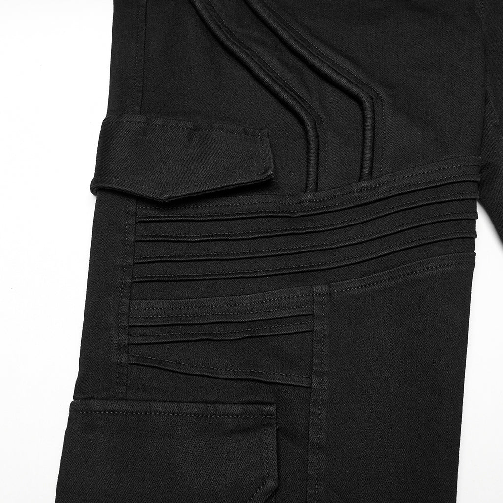 WK-706NCM Mens Distressed Cargo Punk Pants with Tactical Style Pockets - Image 8