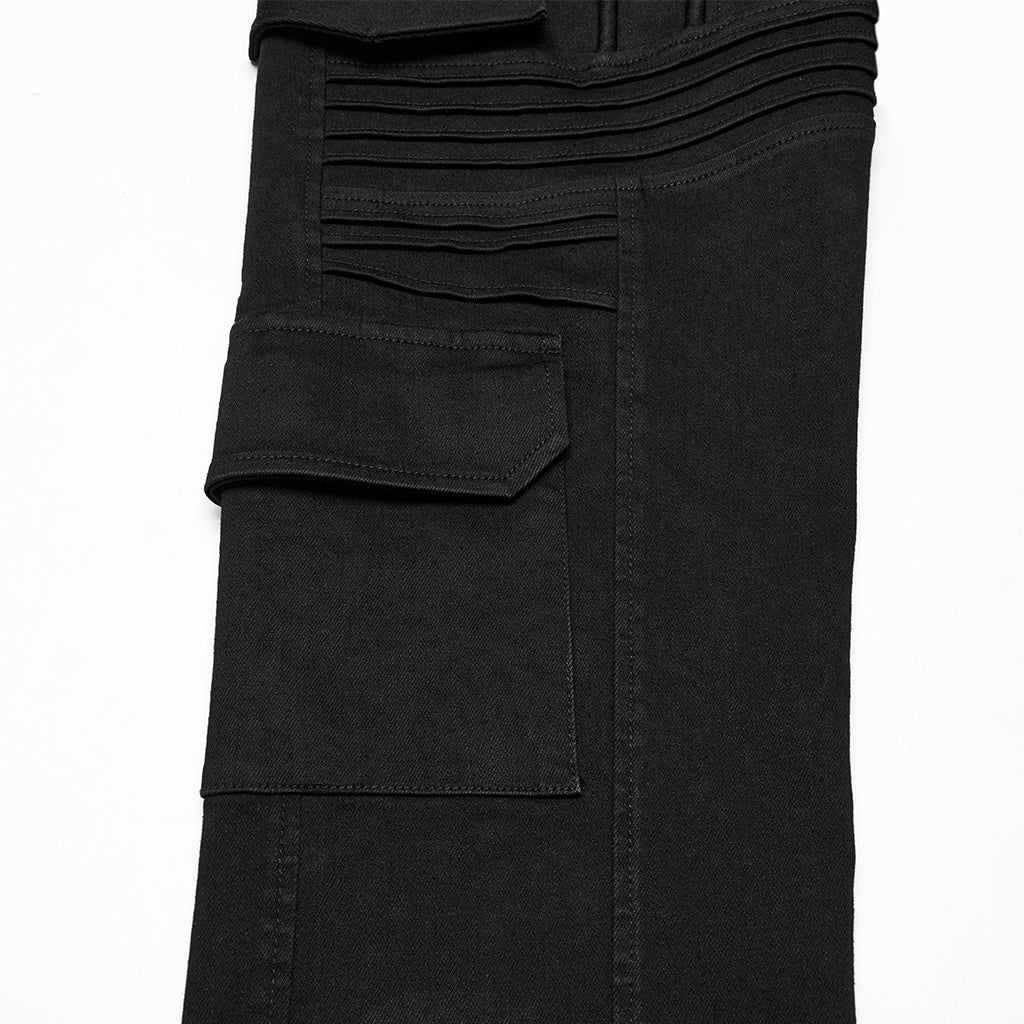 WK-706NCM Mens Distressed Cargo Punk Pants with Tactical Style Pockets - Image 9