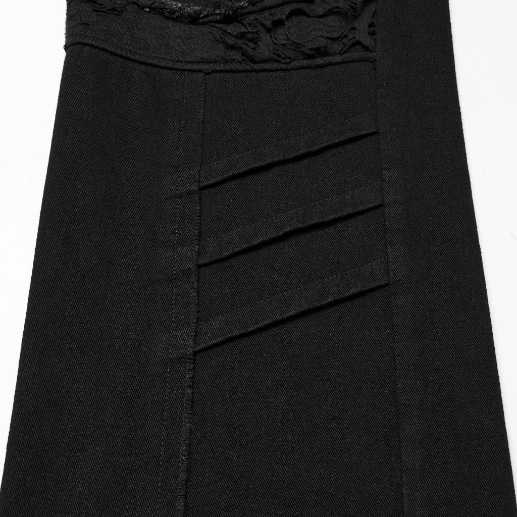 WK-707XCM Edgy Distressed Black Punk Pants with Strap Details - Image 29