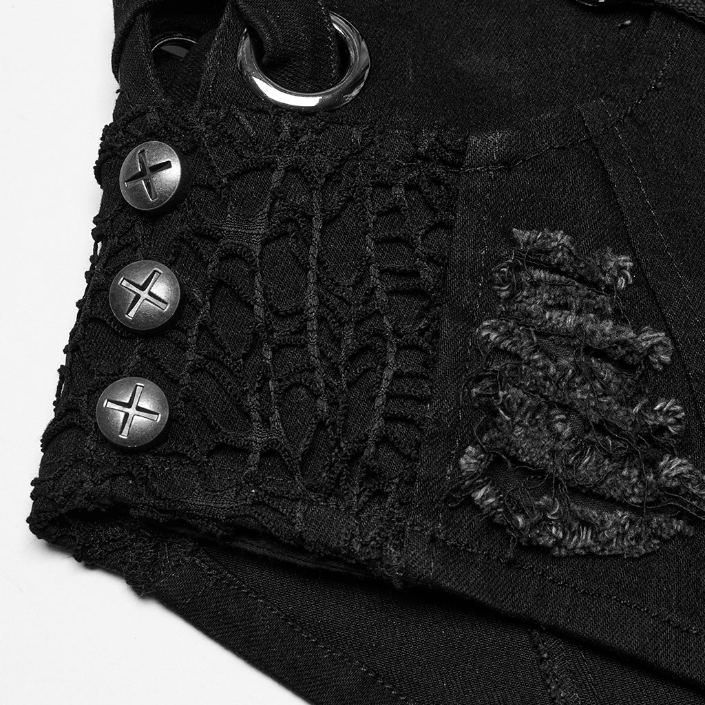 WK-709XDF Edgy Black Chain Punk Pants with Fishnet Details - Image 29