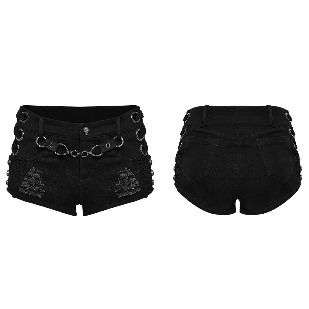 WK-709XDF Edgy Black Chain Punk Pants with Fishnet Details - Image 3