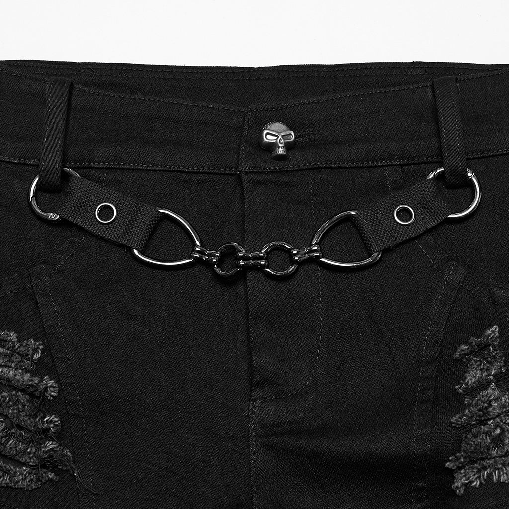 WK-709XDF Edgy Black Chain Punk Pants with Fishnet Details - Image 7